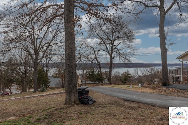 view of road featuring a water view