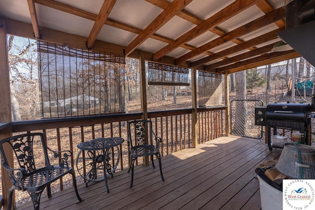 deck featuring grilling area