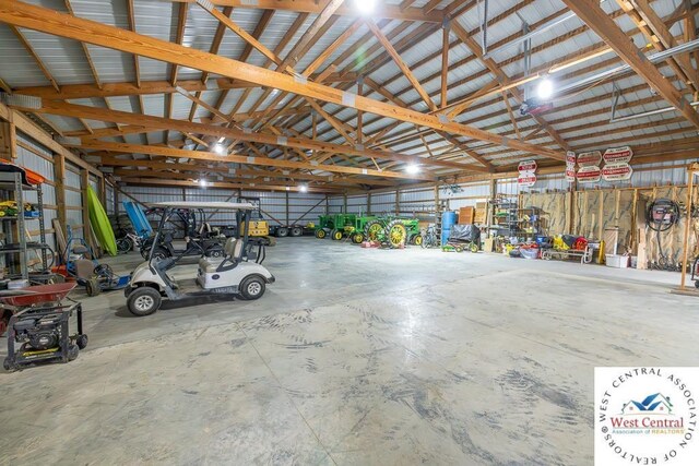 garage with metal wall