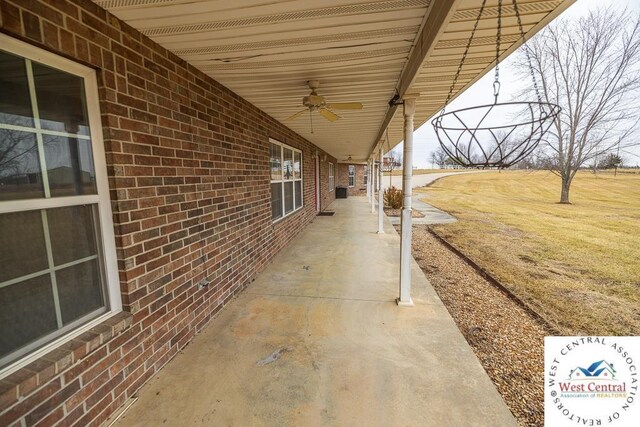 view of patio with a ceiling fan