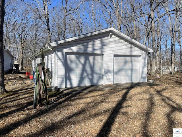 view of detached garage