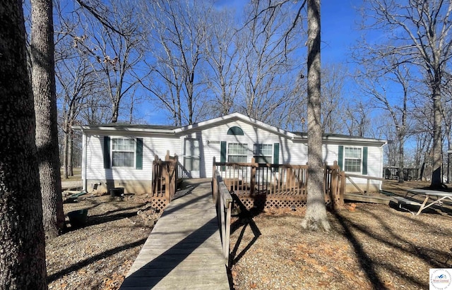 manufactured / mobile home featuring crawl space and a deck