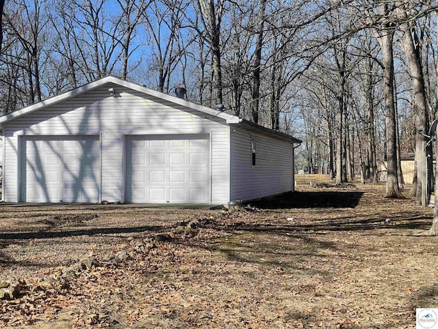 view of detached garage