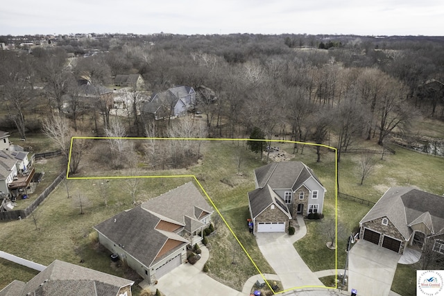 bird's eye view featuring a residential view