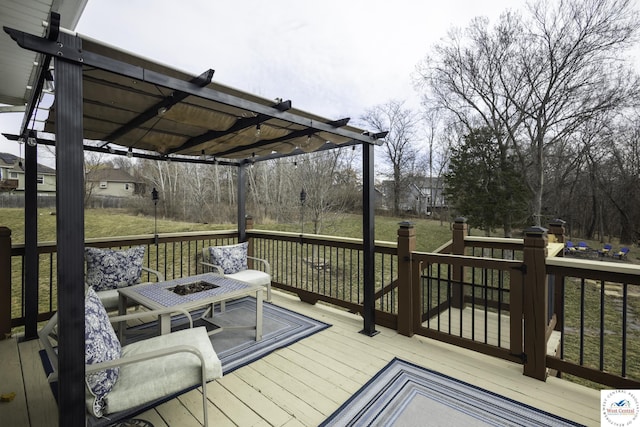 deck featuring a pergola