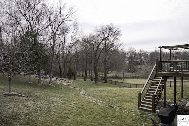 view of yard featuring fence