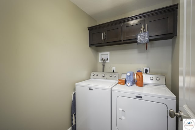 laundry room with cabinet space and washer and clothes dryer