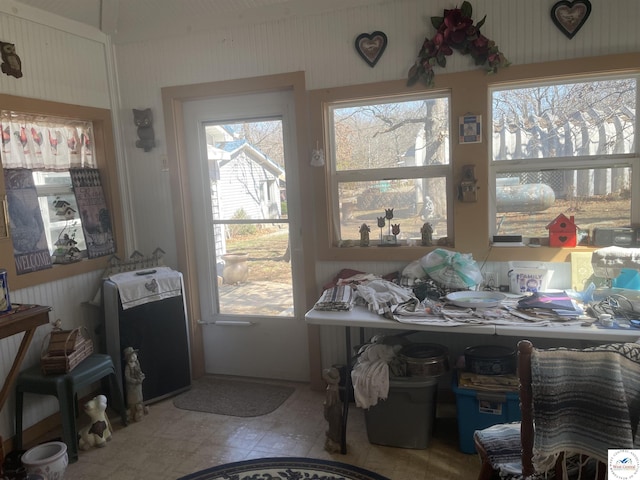 dining area featuring heating unit