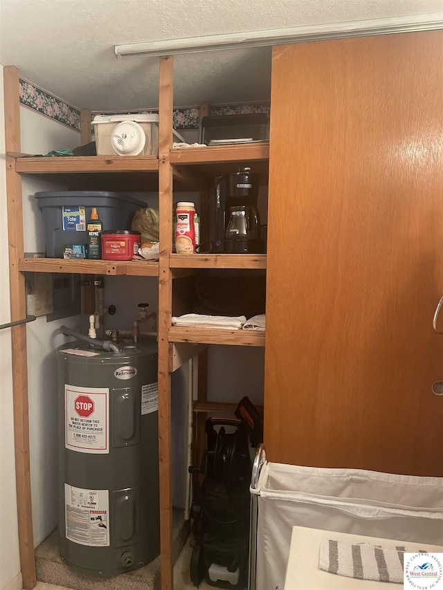 storage room with electric water heater