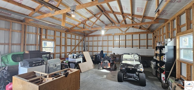 garage with metal wall