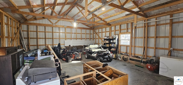 garage with metal wall