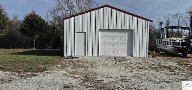 view of detached garage