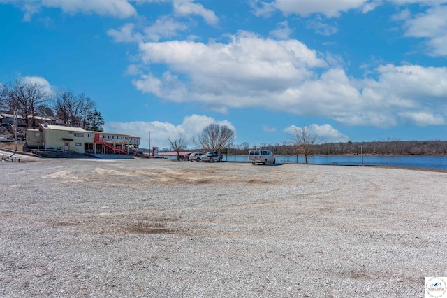 view of yard with a water view