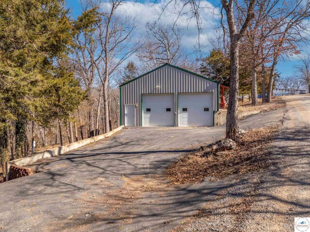 view of detached garage