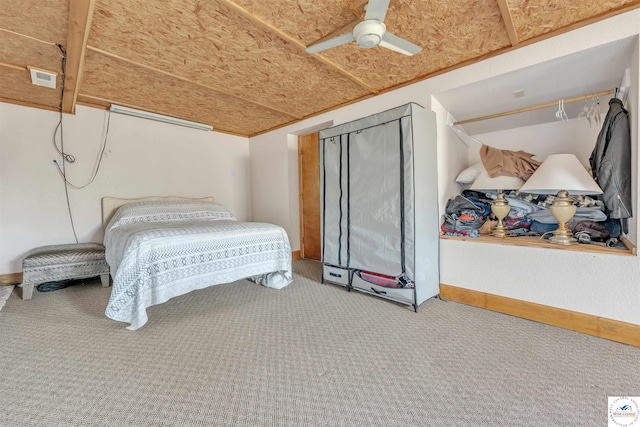 bedroom featuring visible vents, baseboards, and carpet flooring