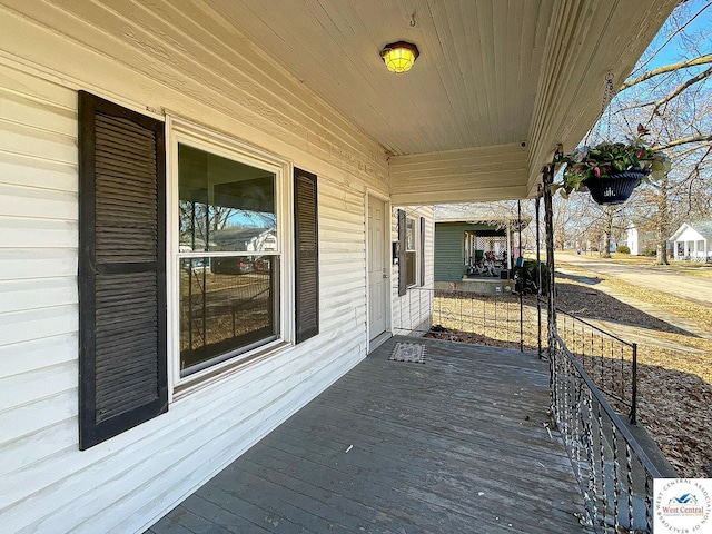 deck featuring a porch