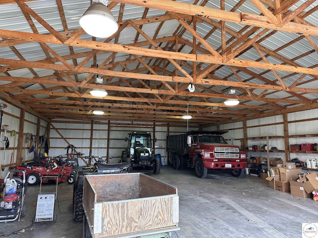 garage with metal wall