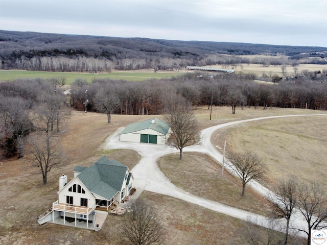 aerial view featuring a rural view