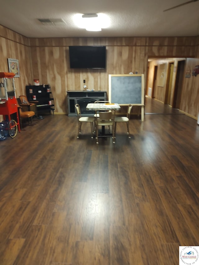 office space featuring dark wood-type flooring