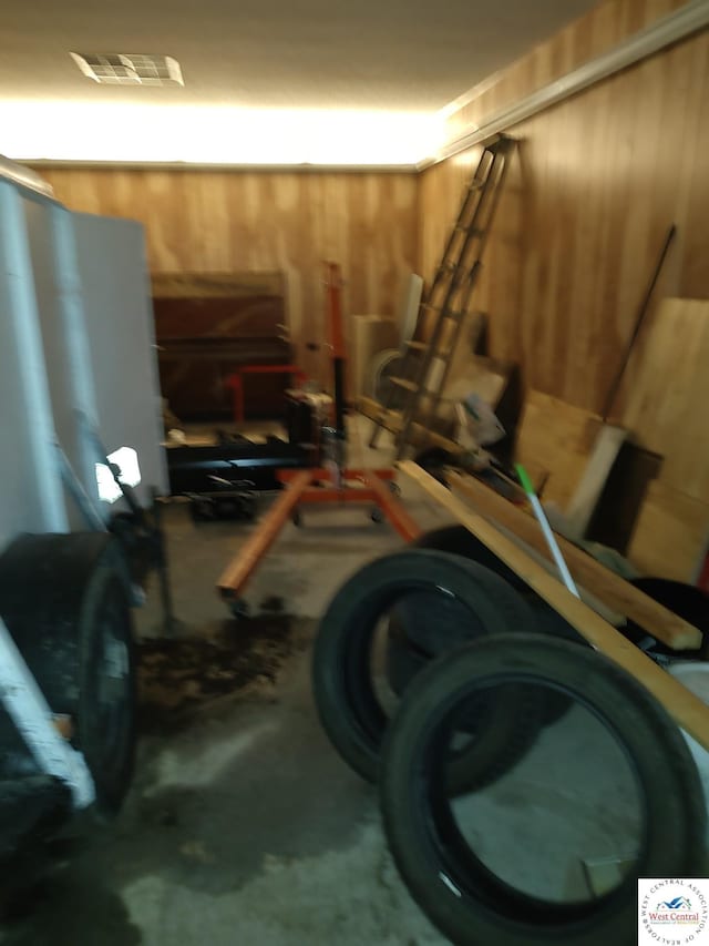 storage room featuring a garage and visible vents