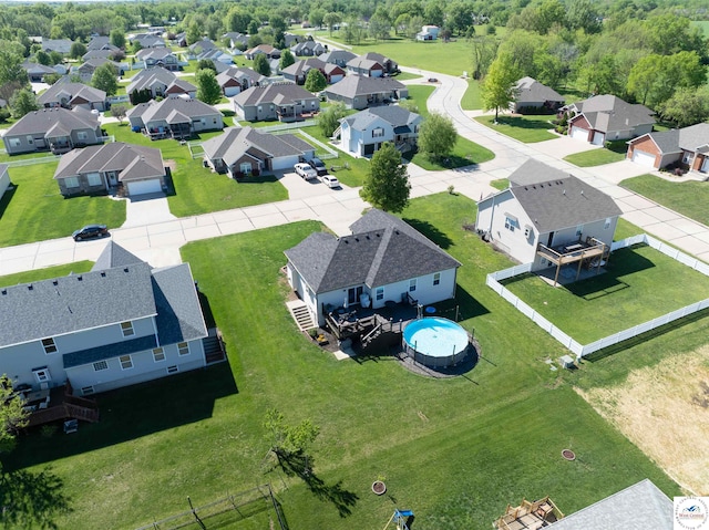 drone / aerial view with a residential view