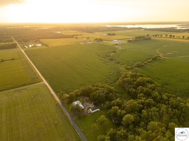 aerial view at dusk with a rural view