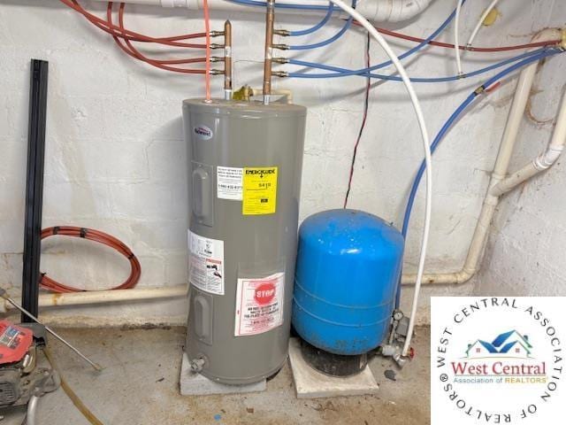 utility room featuring electric water heater