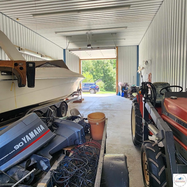 garage featuring metal wall