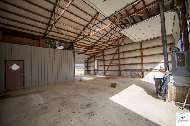 garage featuring metal wall