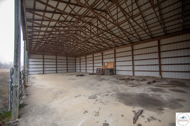 garage featuring metal wall