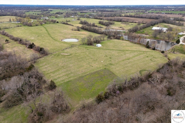 drone / aerial view featuring a rural view