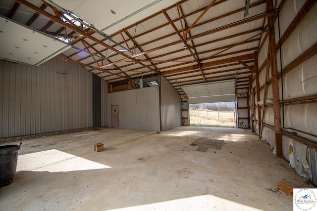 garage featuring metal wall