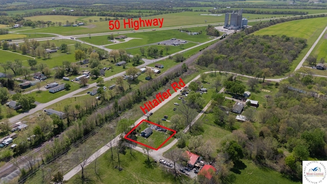 bird's eye view with a rural view