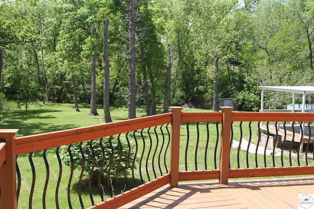 deck with a lawn
