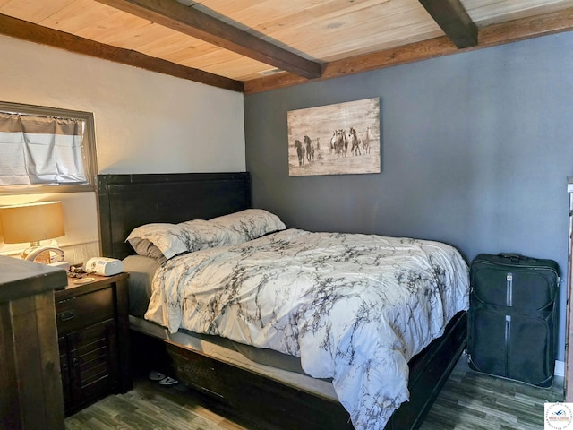 17509 Snowcap Loop, Warsaw, MO 65355 - bedroom with wooden ceiling, wood finished floors, and beamed ceiling