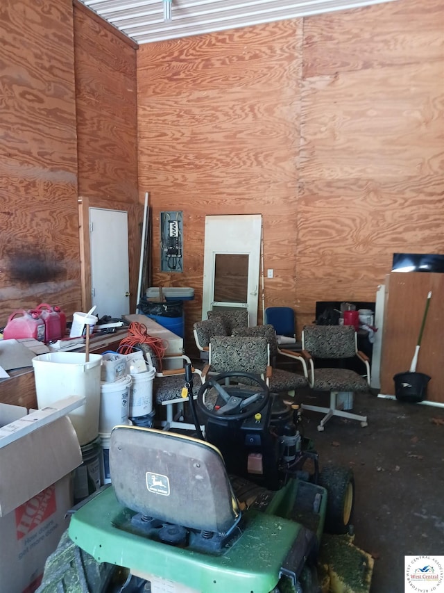 501 S Oak St, Versailles, MO 65084 - garage featuring wood walls