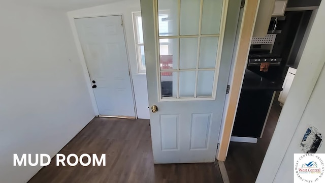 501 S Oak St, Versailles, MO 65084 - foyer entrance with dark wood finished floors