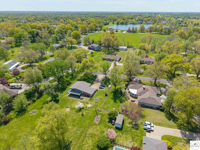 7020 Walnut Cir, Sedalia, MO 65301 - bird's eye view featuring a residential view and a water view