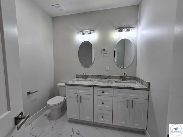 61 NW 247th Rd, Clinton, MO 64735 - bathroom with visible vents, toilet, marble finish floor, and a sink