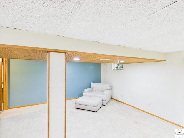 finished below grade area with carpet and baseboards