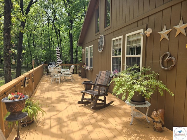 27349 Karrs Ave, Warsaw, MO 65355 - wooden terrace with outdoor dining space