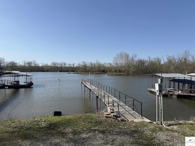 view of dock featuring a water view