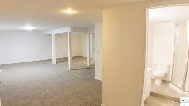 1903 E Alfresco St, Clinton, MO 64735 - finished basement with light colored carpet and baseboards