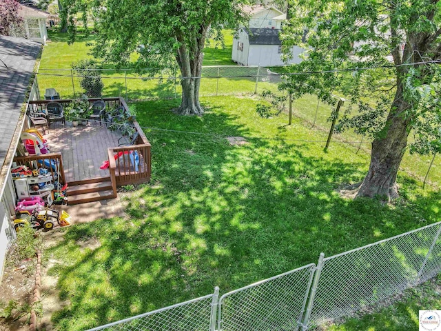 view of yard featuring a deck