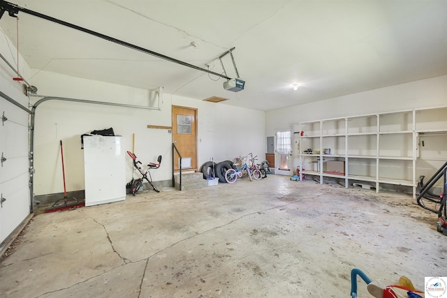 garage with a garage door opener