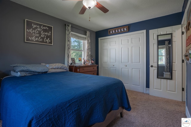 416 W Osage St, Warsaw, MO 65355 - bedroom with carpet flooring, a closet, and a ceiling fan