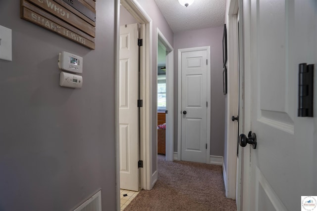 416 W Osage St, Warsaw, MO 65355 - hallway with light carpet and a textured ceiling