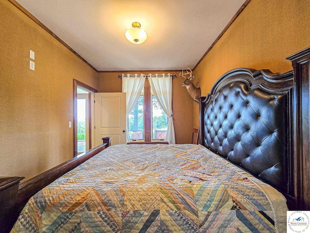 bedroom with ornamental molding