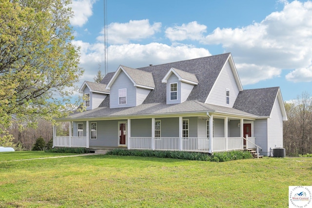 29950 Binder Rd, Green Ridge, MO 65332 - farmhouse with a porch, a shingled roof, central AC, and a front yard