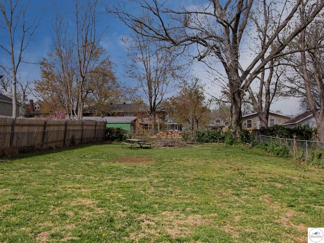 view of yard featuring a fenced backyard